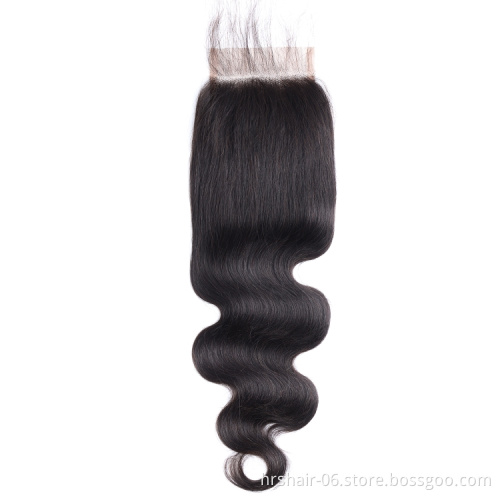 4*4 lace closure 100% human hair free part silky Virgin Cuticle Aligned Brazilian natural color Human Hair wholesale price